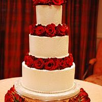 Rose Stencil Wedding Cake