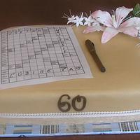 60th Birthday cake with crossword