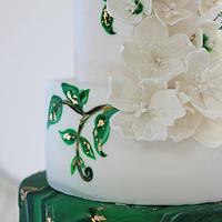 White and Green Malaquita Wedding Cake