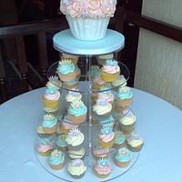 Pastel giant cupcake wedding tower