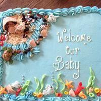 Coral reef baby shower cake