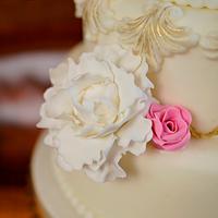 Pink and Gold wedding cake 