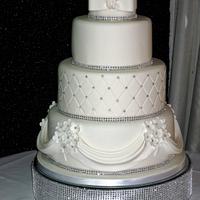 Swagged and quilted wedding cake