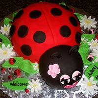 Ladybug baby shower cake & cake pops
