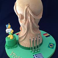World Cup trophy cake and mascot