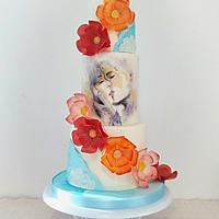 Hand painted wedding cake