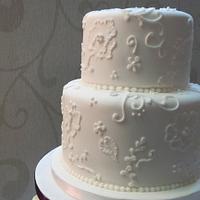 Elegant White Pear Wedding Cupcake Tower