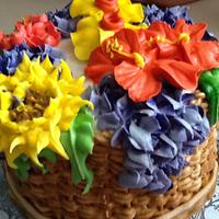 spring flower basketweave cake