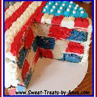 July 4th Checkerboard cake