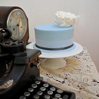 Blue Vintage Peony Wedding Cake