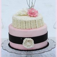 Winter Pink & White Wedding Cake