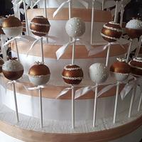 Bronze and white Wedding cake pops