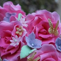 Sweet Pink Floral Celebration Cake