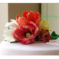 Ruffle rose wedding cake