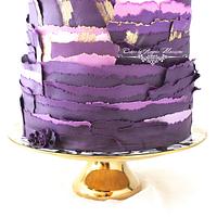 Purple Torn Paper Wedding Cake