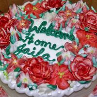 Shades of Red buttercream floral cake