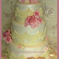 Vintage Dusky Rose Wedding Cake ~