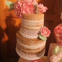 Semi-Naked Cake with Sugar Blooms