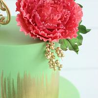 Baptism Cake- Mint and watermelon colour