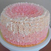 Pink Ombre ruffle cake