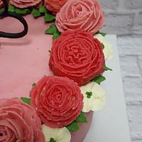 Buttercream Rose engagement cake 