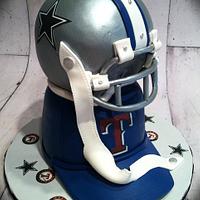 Dallas cowboys and Texas rangers cake.