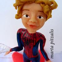 Caricature of a young spiderman fan!