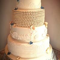 Dusky Blue & Ivory wedding cake