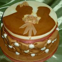 Sepia Wedding Photo Anniversary Cake