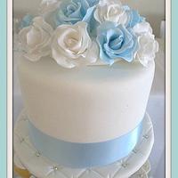 Baby Blue wedding cupcake tower