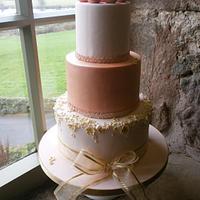 Tickety Boo - Peach and Gold Wedding Cake