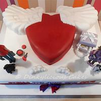Heart with wings wedding cake