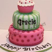 Pink and Green Birthday Cake