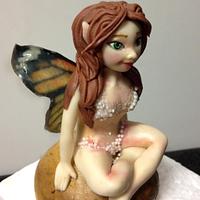 Fairy with gelatin printed butterfly wings 
