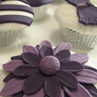 Purple and White Cupcakes 