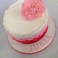 Ombre ruffle birthday cake