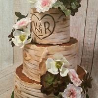 Rustic Birch Wedding Cake