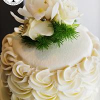 Three Tier Rosette Wedding Cake