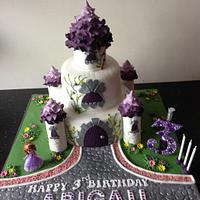 white and purple princess cake