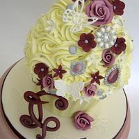 Roses & Brooches Giant Cupcake