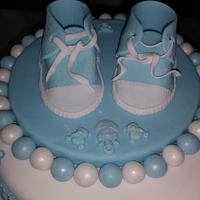 Boys Shoe Christening Cake