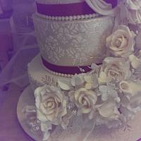 Flowery Bliss Vintage Wedding cake