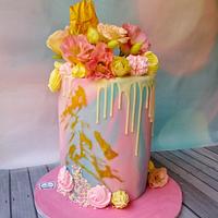 Drip flower cake 