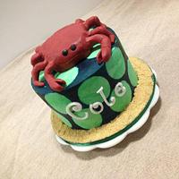 Preppy Crab Smash Cakes with polka dots!
