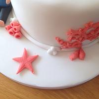 Coral wedding anniversary cake 
