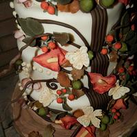 Autumn wedding cake with cala style lilies