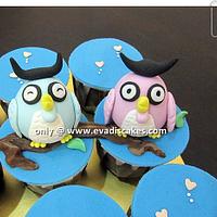Couple Owls Cupcakes