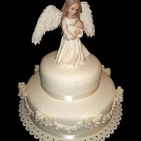 Christening cake with angel..