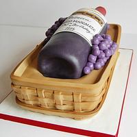 Wine Bottle in a Basket Cake