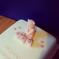 pink christening cake